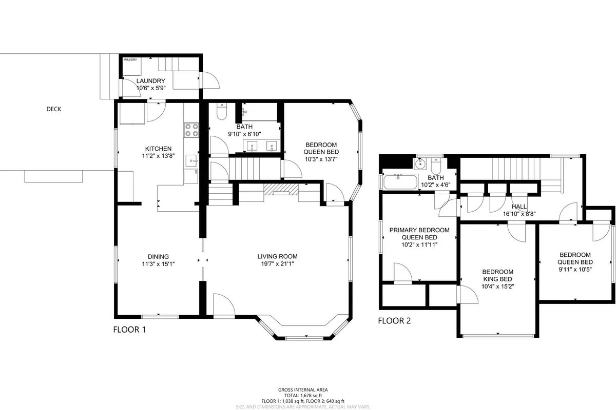 A spacious view connecting the kitchen, living room, dining area, and bedrooms, showcasing the open layout of the home. The scene features welcoming decor and multiple areas for gathering, eating, and relaxing—highlighting flexibility for various activities and family needs.